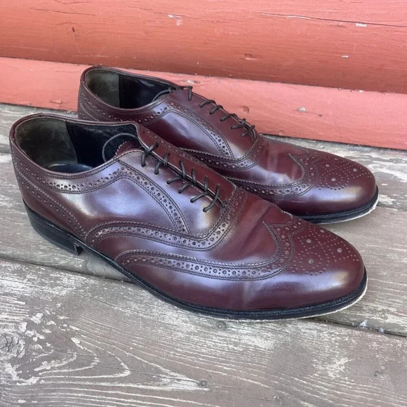 VTG FLORSHEIM The Worthmore Shoe Men's Burgundy Wing Tips Size 10 D India - Picture 1 of 8
